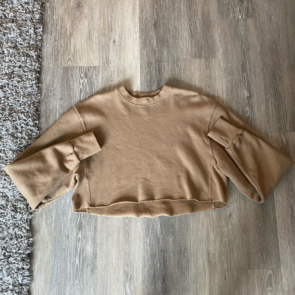 GOOD AMERICAN Cropped Sweatshirt Putty